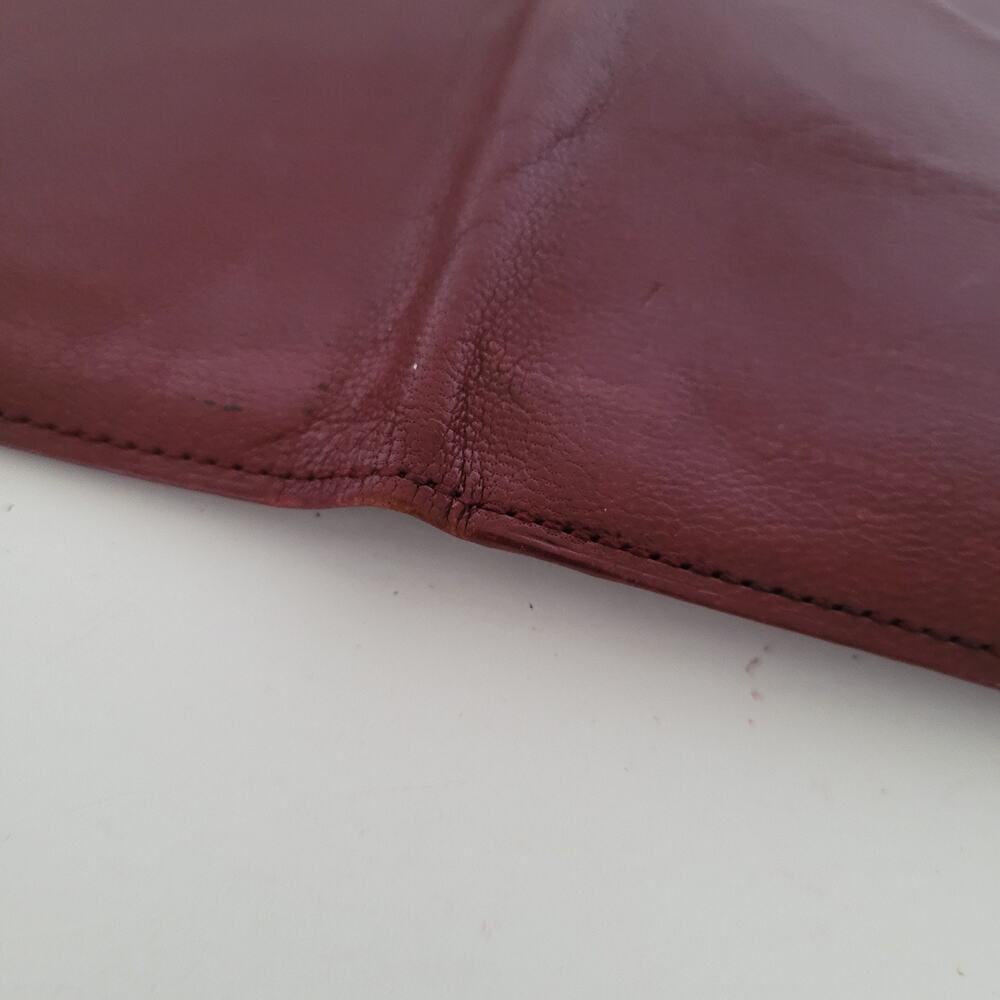 Celine Vintage Bifold Geniue Leather Large Wallet Red Carriage Logo Unisex Long - Picture 7 of 9